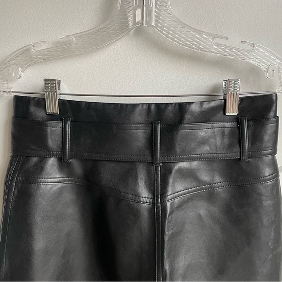 Aritzia Wilfred Black vegan Leather High-Waist Pants Tie-Front  stretchy size 6 - Picture 5 of 15